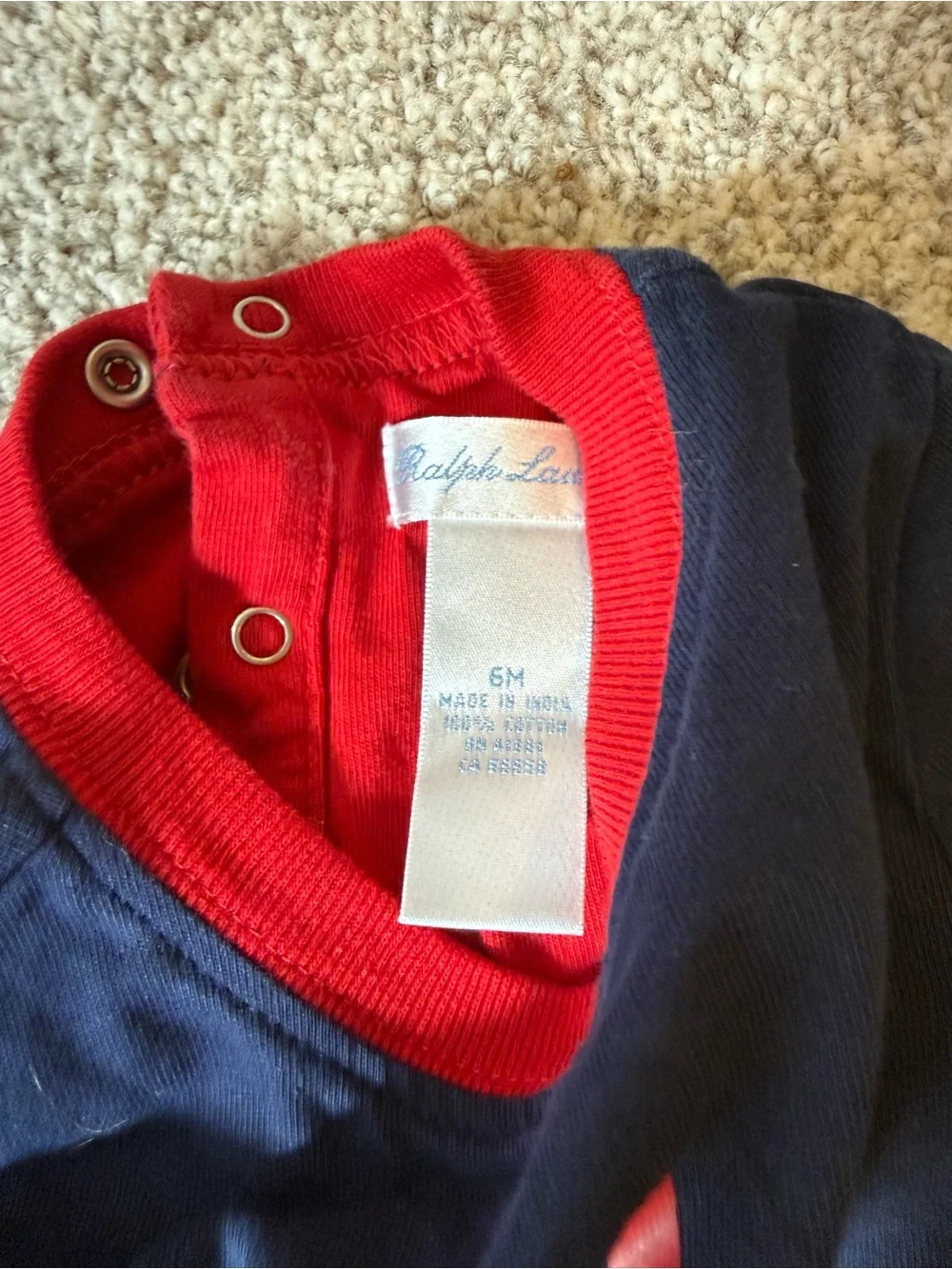 Ralph Lauren Navy One-Piece with Red Logo & Sleeves
